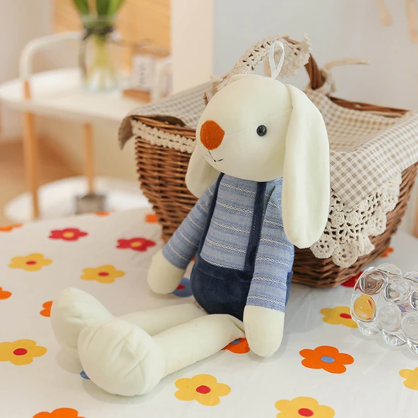 Sevimli Tavşan Peluş Bebek - Mavi - 70cm
