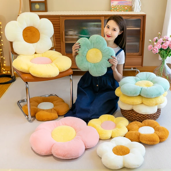 Çiçek Yastık Peluş Oyuncak - Flüoresan Yeşil - 50cm - 5
