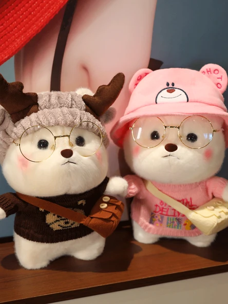 30cm Giydirilmiş Ayı Peluş Oyuncak - Pembe Aşk Elbisesi - Hediye Kutulu - 2