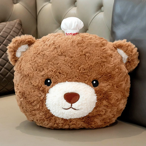 Sevimli Ayı Yastık Peluş Oyuncak - Ayı Başlı Yastık (33cm)