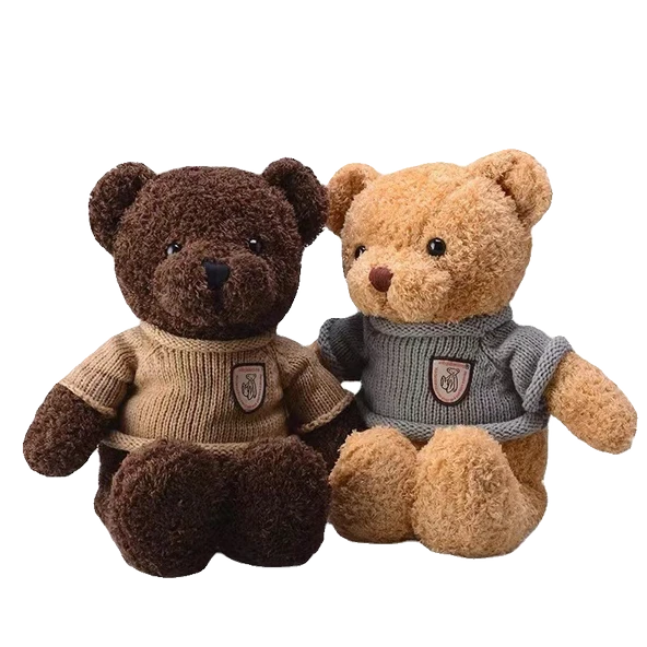 Sevimli Ayı Peluş Bebek - Dönme Çiçek Kadife Kar Beyazı Bayraklı 40cm - 6