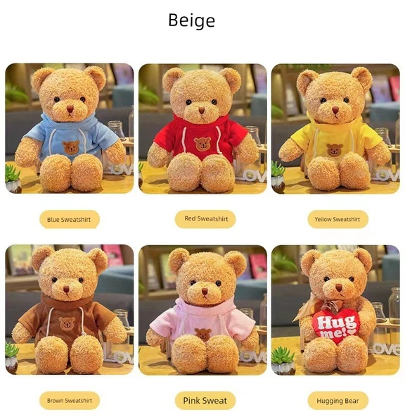 Sevimli Ayı Peluş Bebek - Dönme Çiçek Kadife Kar Beyazı Bayraklı 30cm - 11