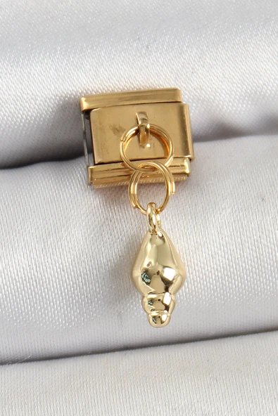 316L Çelik Sallantılı Deniz Kabuğu Model Gold Renk Nomination Charm - TJ-BC1437