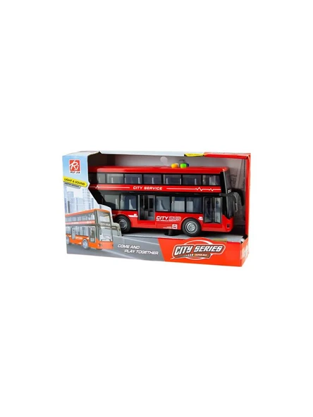 Farbu Kırmızı Çift Katlı Sesli Işıklı Sürtmeli Otobüs RJ5504