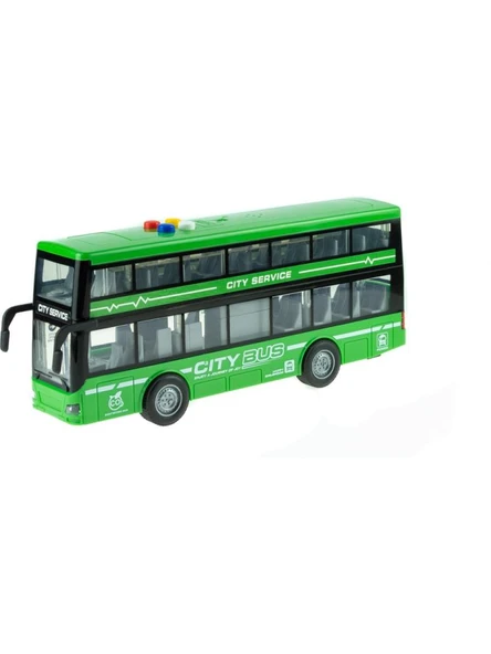 Farbu Yeşil Çift Katlı Sesli Işıklı Sürtmeli Otobüs RJ5504