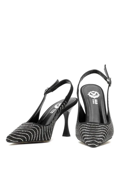 Pisagor Ps-32340 Cm Topuklu Kadın Taşlı Arkası Açık Stiletto Abiye Ayakkabı - 7