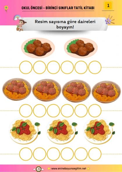 Okul Öncesi ve Birinci Sınıflar İçin YAZ Tatil Matematik Kitabı (132 Tam Sayfa Etkinlik) - 3