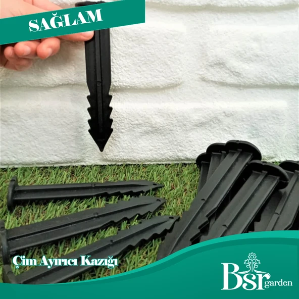 50 Adet Çim Ayırıcı Kazığı 15 cm Çim Sınırlayıcı Kazığı Plastik Jüt Çivisi Bsr Garden - 7