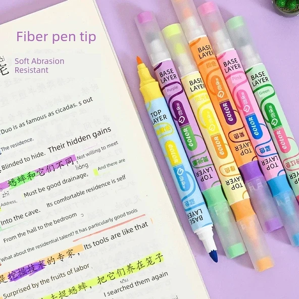 Laminat Çift Uçlu Flüoresan Marker Seti - 12 Renk - 2 Paket