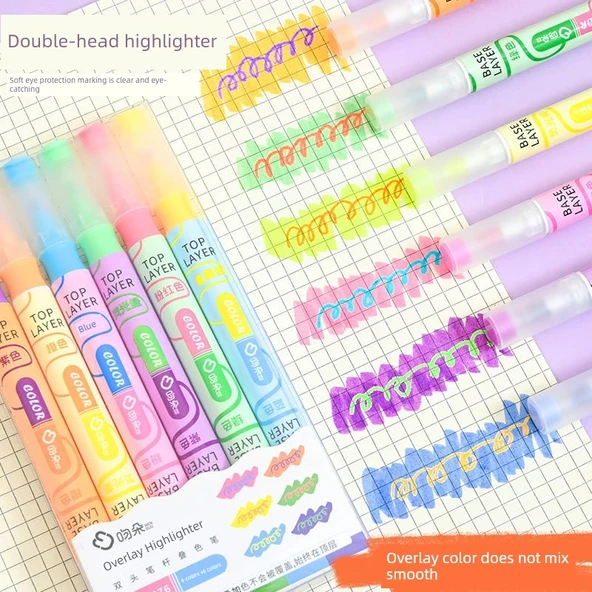 Laminat Çift Uçlu Flüoresan Marker Seti - 12 Renk - 1 Paket