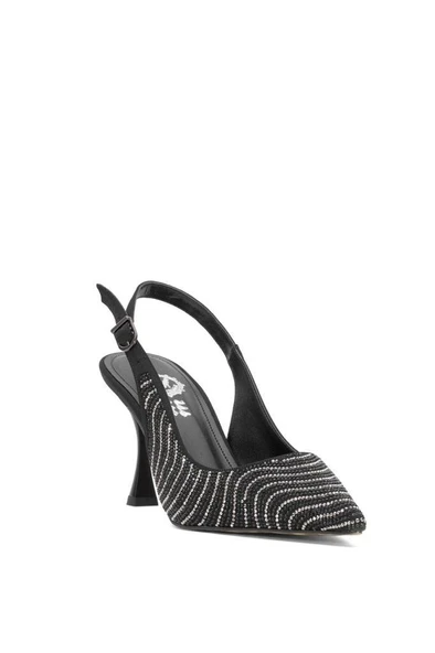 Pisagor Ps-32340 Cm Topuklu Kadın Taşlı Arkası Açık Stiletto Abiye Ayakkabı - 5