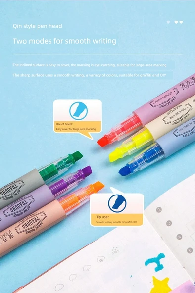 Fluoresan Marker Seti - Pudra, Yeşil, Sarı (3 Paket) - 11