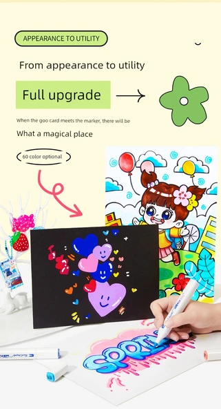 DIY Çocuklar İçin El Boyaması Akrilik Marker Kalemi - 24 Renk Yumuşak Uç Omuz Çantası + Malzeme Çantası - 8