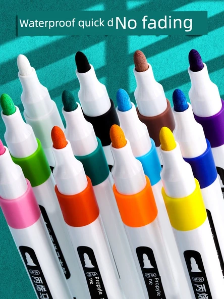 Akrilik Marker Kalem Seti - Su Bazlı - Parlak Renk 12 + Açık Renk 12 - 3