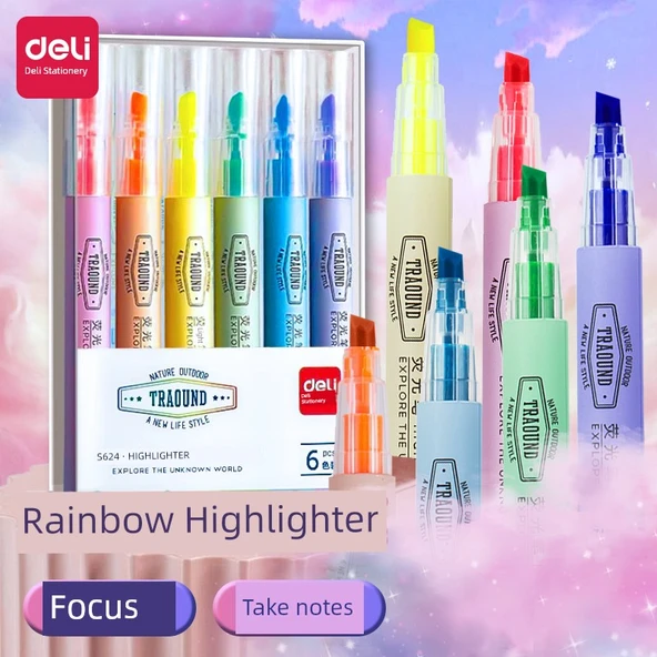Fluoresan Marker Seti - Sarı 2, Pudra 2, Mor 2 (6 Paket) - 2