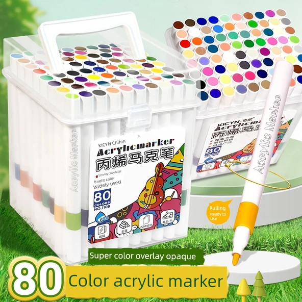 Akrilik Marker Kalemi - 48 Renk - Silindirik - 2