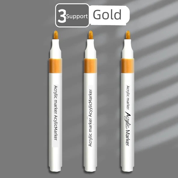 Akrilik Marker Kalemi - Altın - 3 Paket