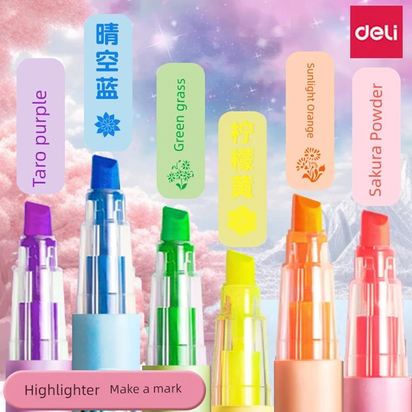 Fluoresan Marker Seti - Pudra, Yeşil, Sarı (3 Paket) - 3