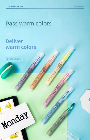 Fluoresan Marker Seti - Pudra, Yeşil, Sarı (3 Paket) - 7