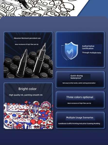 Çift Uçlu Sanat Marker Kalemi - Siyah 60 - Resim 8