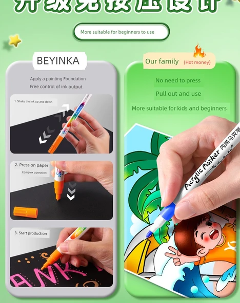 Çocuk Akrilik Marker Kalem Seti - 36 Renk Panda Yükseltme Silindiri - 11