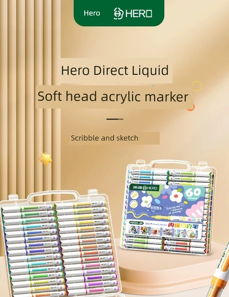 Akrilik Marker Kalem Seti - 36 Renkli Takım - Akıllı Mürekkep Kontrolü (53 parça set) - 7