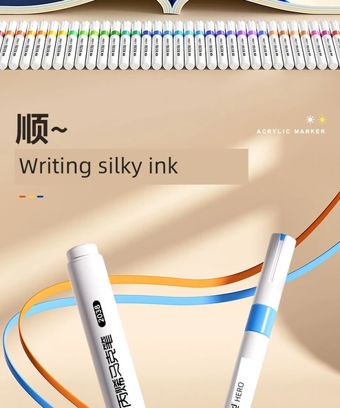 Akrilik Marker Kalemi - Yükseltilmiş Yumuşak ve Sert Çift Uçlu Akrilik Marker - Resim 9