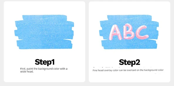 Çift Uçlu Parlak Flüoresan Kalem - Uzun Yıldızlar - 12 Renk - 9