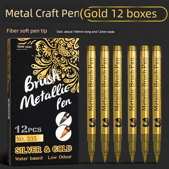 Metal Kalem - Altın - 12 Adet