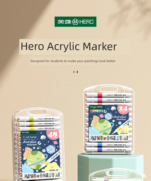 Akrilik Marker Kalemi - 24 Renk Doğrudan Sıvı Takım - Akıllı Mürekkep Kontrolü - 6