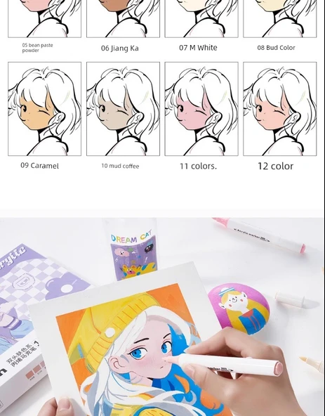 Akrilik Cilt Renkli Kalem Seti - Akrilik Cilt Renk 10 Çamur Kahvesi - 2 Adet - 10