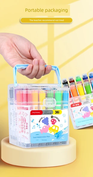 Taşınabilir ve Mürekkepli 12 Renkli Sulu Boya Kalemi Seti - Resim Kitabı ve Gouline Kalem ile - Resim 11