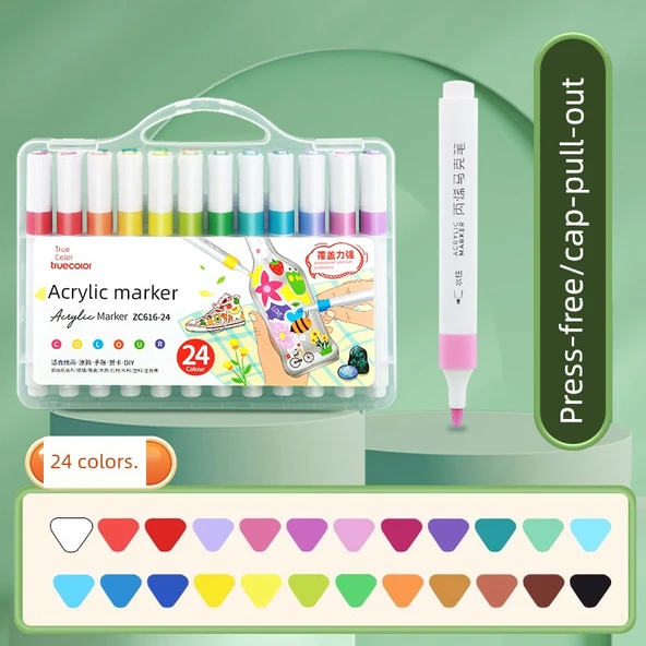 Akrilik Marker Kalem Seti - 24 Renk - Taşınabilir Kutu - 1