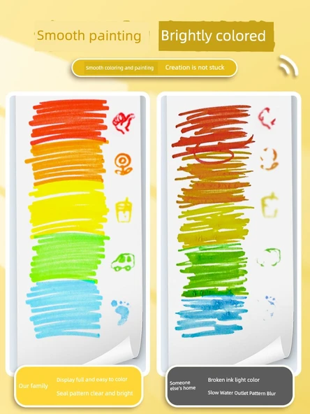 Taşınabilir ve Mürekkepli 12 Renkli Sulu Boya Kalemi Seti - Resim Kitabı ve Gouline Kalem ile - Resim 5