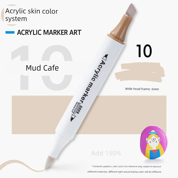 Akrilik Cilt Renkli Kalem Seti - Akrilik Cilt Renk 10 Çamur Kahvesi - 2 Adet - 1