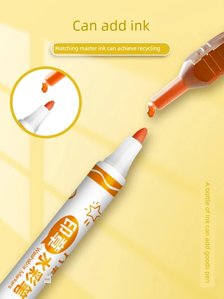 Taşınabilir ve Mürekkepli 12 Renkli Sulu Boya Kalemi Seti - Resim Kitabı ve Gouline Kalem ile - Resim 3