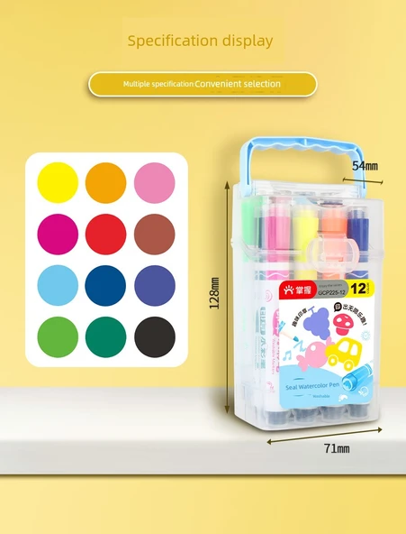 Taşınabilir ve Mürekkepli 12 Renkli Sulu Boya Kalemi Seti - Resim Kitabı ve Gouline Kalem ile - Resim 12