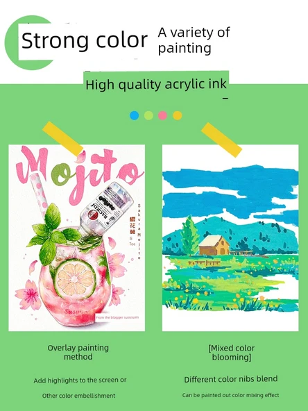 Akrilik Cilt Renkli Kalem Seti - Akrilik Cilt Renk 10 Çamur Kahvesi - 2 Adet - 6