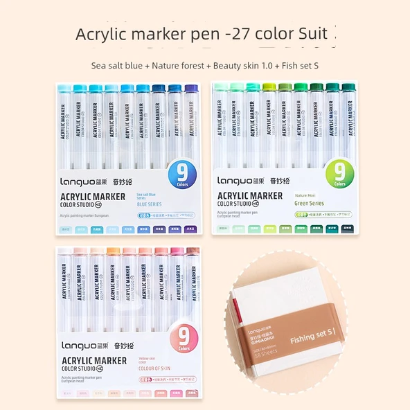 Akrilik Marker Kalemi - Başlangıç Seti 27 Renk + [Balık Bu] - 1