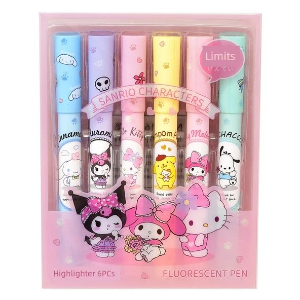 Sevimli Floresan Vurgulayıcı Kalem Seti - 2 Kutuda 12 Adet - 6