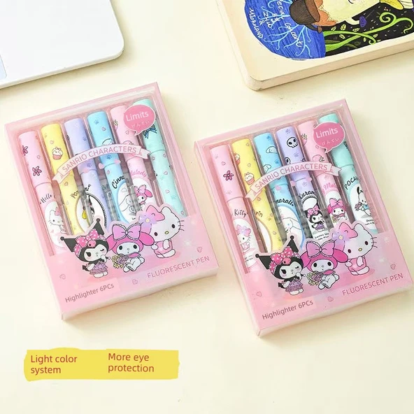 Sevimli Floresan Vurgulayıcı Kalem Seti - 2 Kutuda 12 Adet - 7