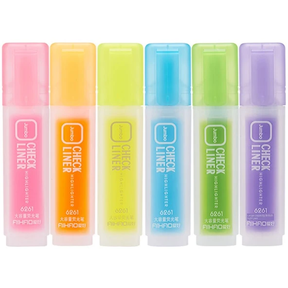 Şeker Renkli Obje Uçlu Vurgulayıcı Kalem Seti - Sarı + Yeşil + Mor + Turuncu 4'lü - 5