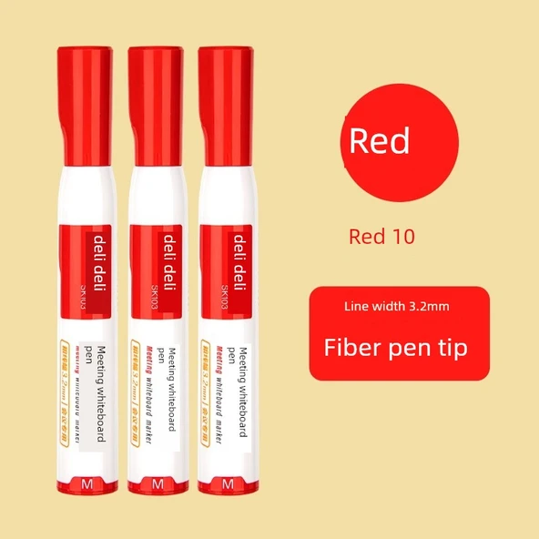 Beyaz Tahta Kalemi - 3.2mm - 10 Adet - Kırmızı