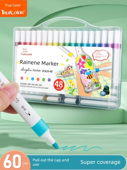 Akrilik Marker Kalem Seti - 36 Renk - Taşınabilir Kutu ve 31 Hediye - 2