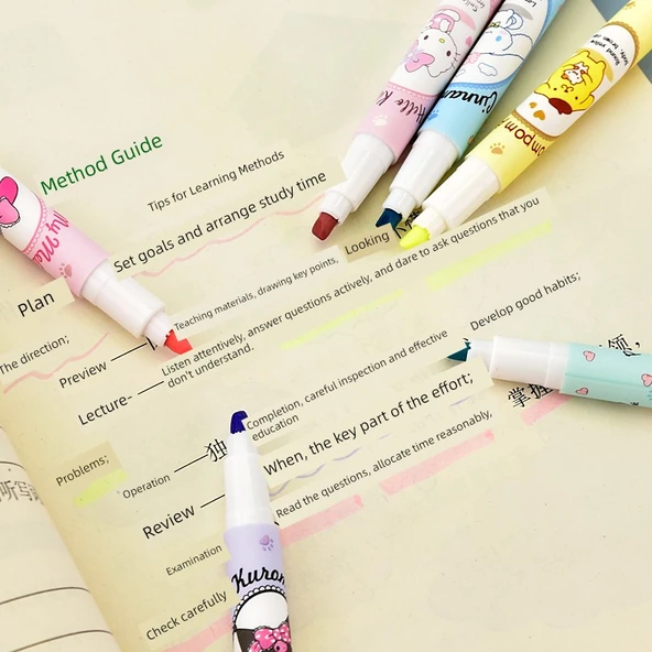 Sevimli Floresan Vurgulayıcı Kalem Seti - 2 Kutuda 12 Adet - 5