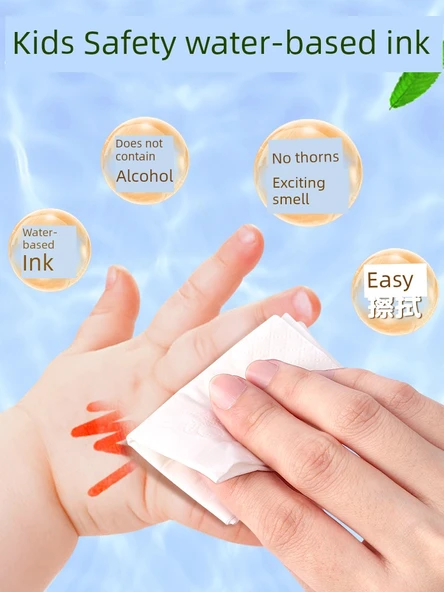 Çocuklar için Yıkanabilir Akrilik Marker Seti - 48 Renk Basma Gerektirmeyen Opak - 4