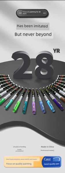 Akrilik Kalem Seti - 48 Renk Hediye Kutusu - Düz Sıvı Çam Fıstığı Ucu - 7