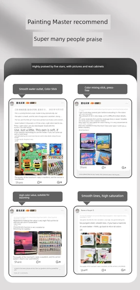 Akrilik Kalem Seti - 48 Renk Hediye Kutusu - Düz Sıvı Çam Fıstığı Ucu - 8