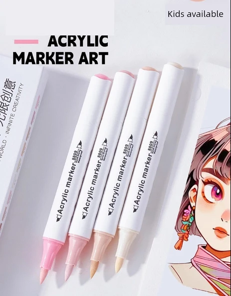 Akrilik Cilt Renkli Kalem Seti - Akrilik Cilt Renk 10 Çamur Kahvesi - 2 Adet - 8