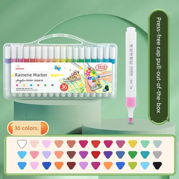 Akrilik Marker Kalem Seti - 36 Renk - Taşınabilir Kutu - 1